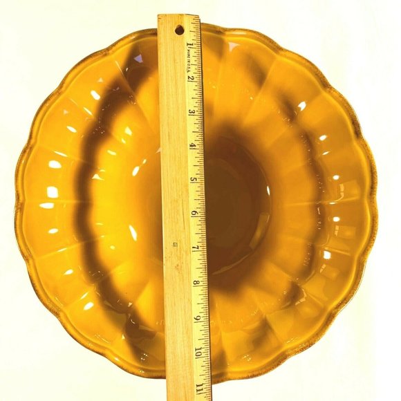 CASAFINA Casastone Autumn Waves‎ Large Stoneware Serving Bowl Mustard Yellow 11" - Picture 9 of 10